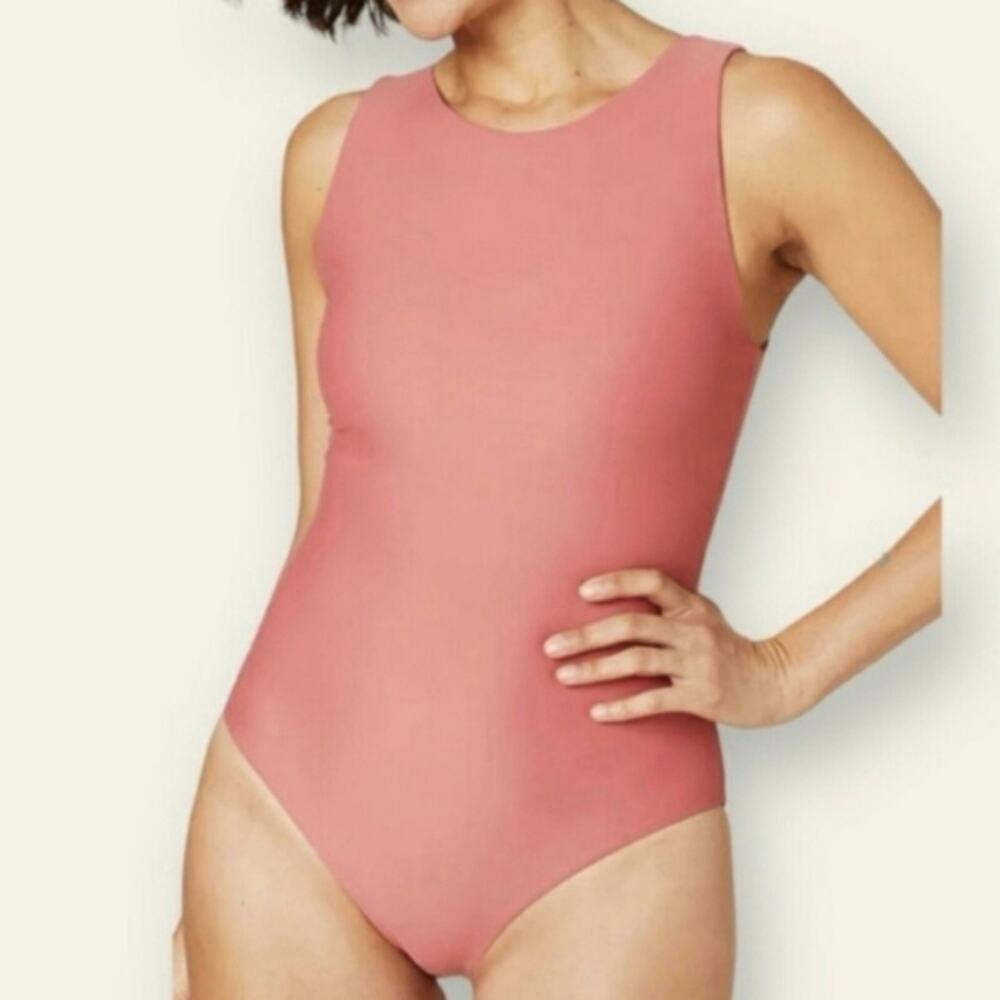 Andie The Corsica One Piece Punch Open Back Snap Closure Swim Bathing Suit M New